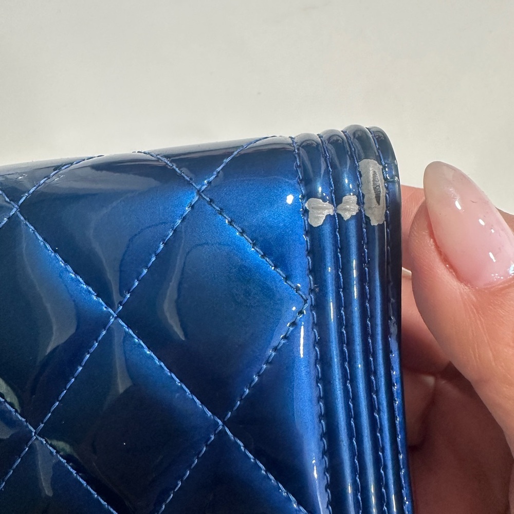CHANEL Le Boy Metallic Blue Quilted Wallet Authentic ‼️ - Picture 4 of 6
